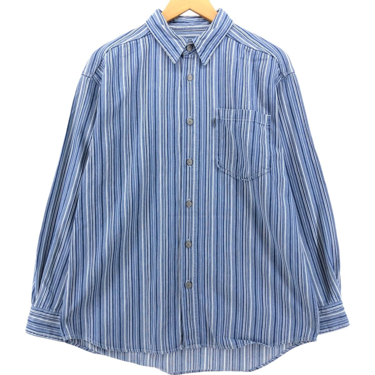 古着 90年代 リーバイス Levi s ストライプ柄 長袖 デニムシャツ メンズXL相当 ヴィンテージ|eaa539290