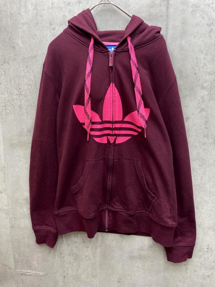 adidas アディダス 裏起毛 ビッグロゴ フルジップ パーカー