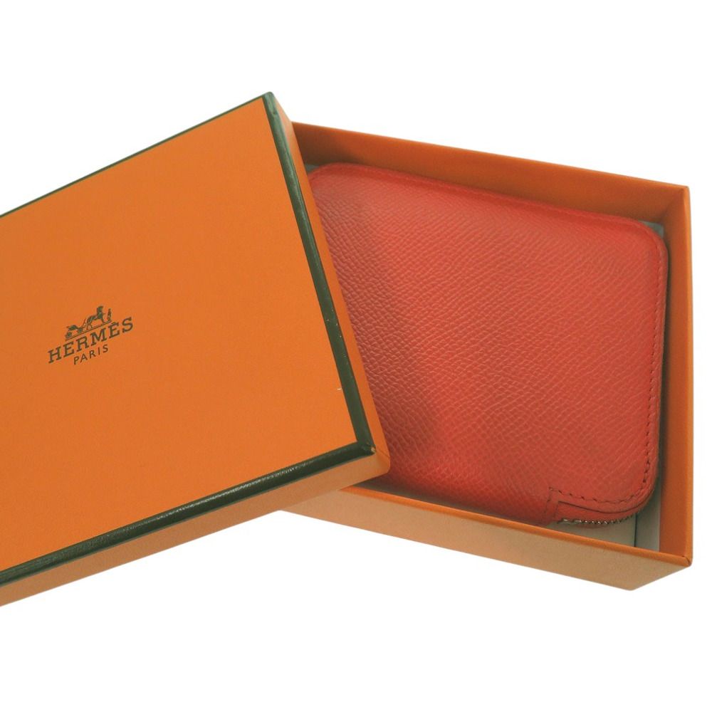 エルメス アザップコンパクト シルクイン コインケース X TS 011 AU レザー オレンジ 0097 HERMES