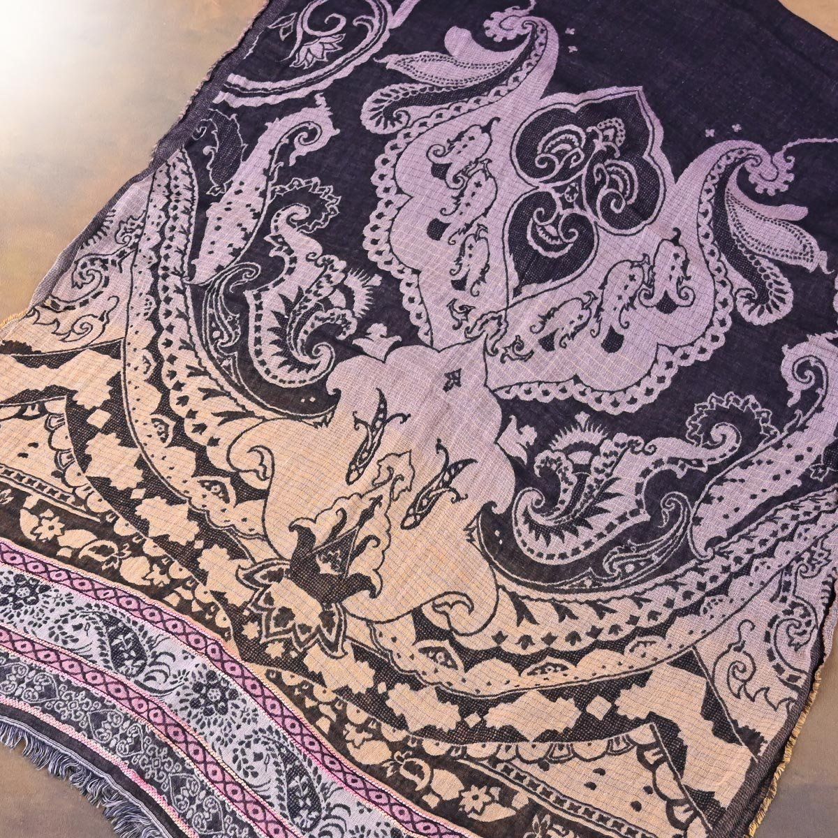 本物 超美品 エトロ 紳士用 ブラックグラデーション ペイズリー ロング  