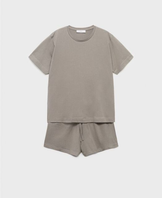 送料無料 マンゴ レディース ナイトウェア アンダーウェア Women s 2-Piece Cotton Short-Sleeved Pajamas Medium Brown