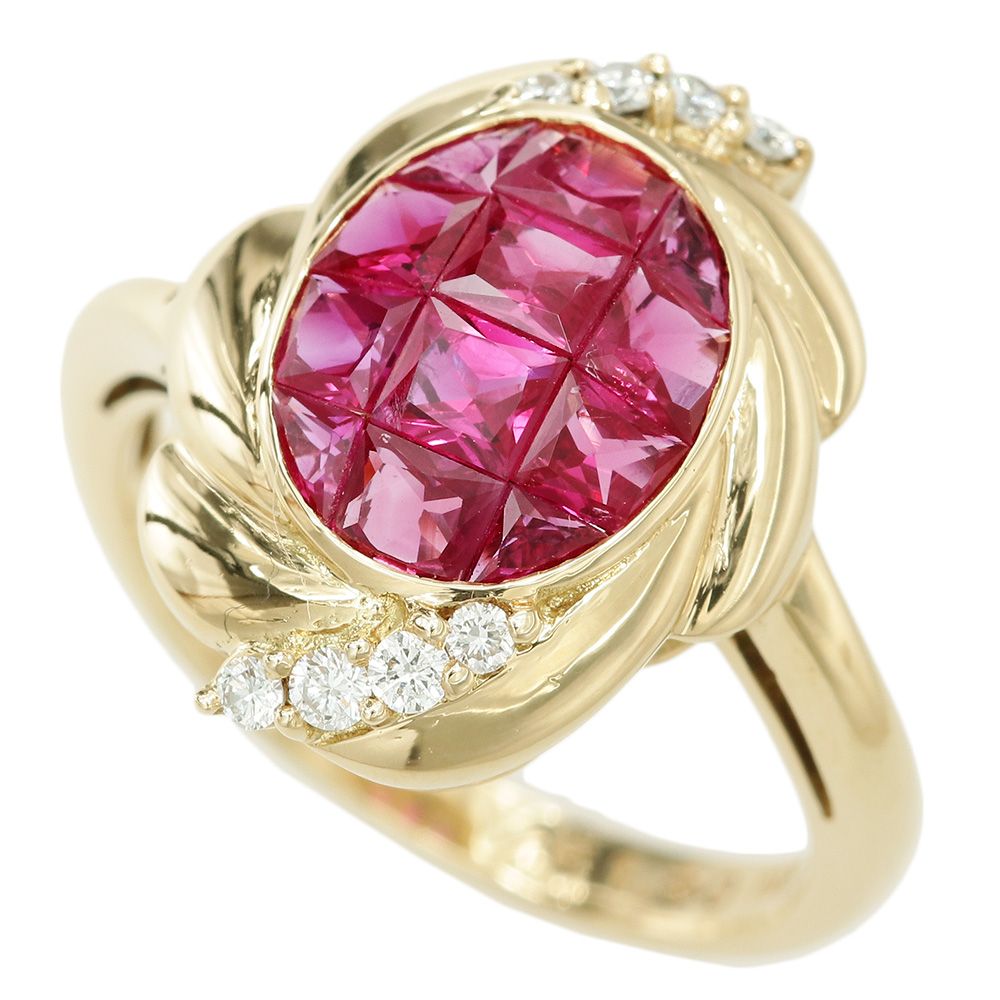 本物保証】 鑑付 新品同様 リング 約5.5g K18YG メレピンクサファイア  