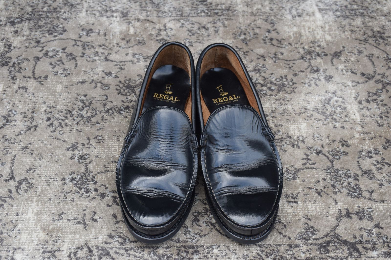 オールソール済み REGAL リーガル コブラヴァンプ ローファー 黒 ブラック 24.5cm W3367