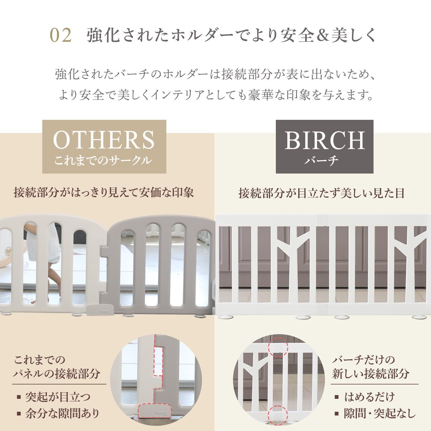 ベビーサークルバーチ扉付き8枚セット140cm×140cmプレイヤード置くだけハイタイプテレビベビーフェンス柵フェンスセーフティーベビー用品ハイタイプifamアイファムif119白ホワイトおしゃれインテリア