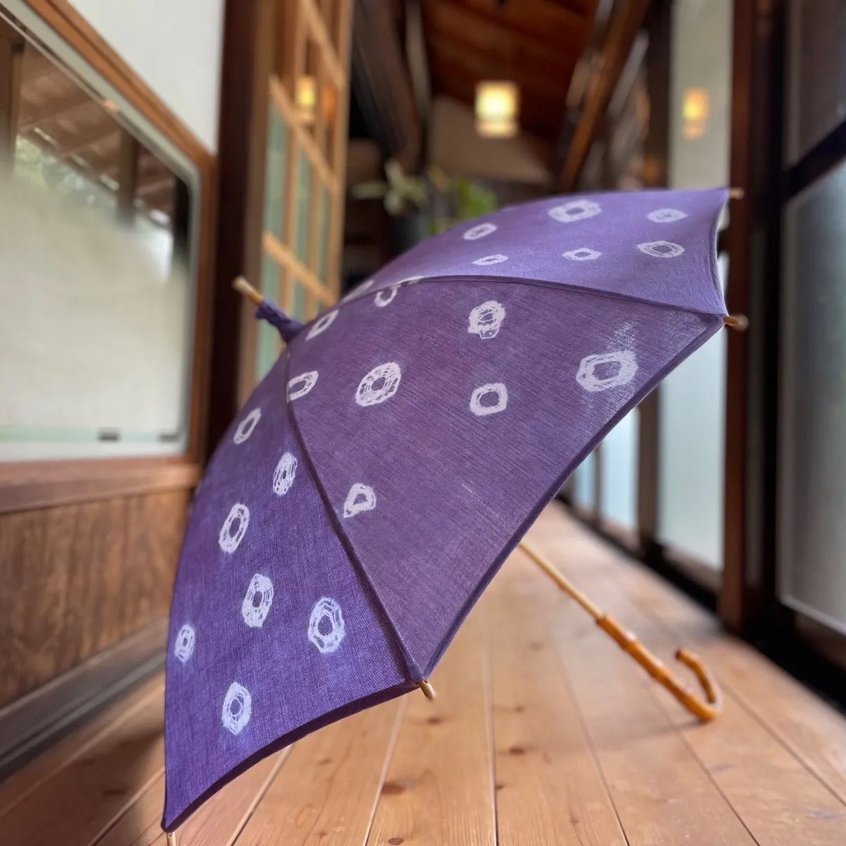 ハンドメイド 絞り染 日傘 すみれ色 - メルカリ 