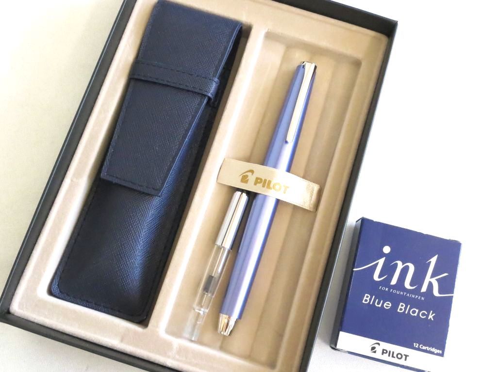 223989 PILOT パイロット ペン先14K-585 万年筆 エラボー ロジウム仕上 SM 中字 軟 ケース|インク|コンバーター付き