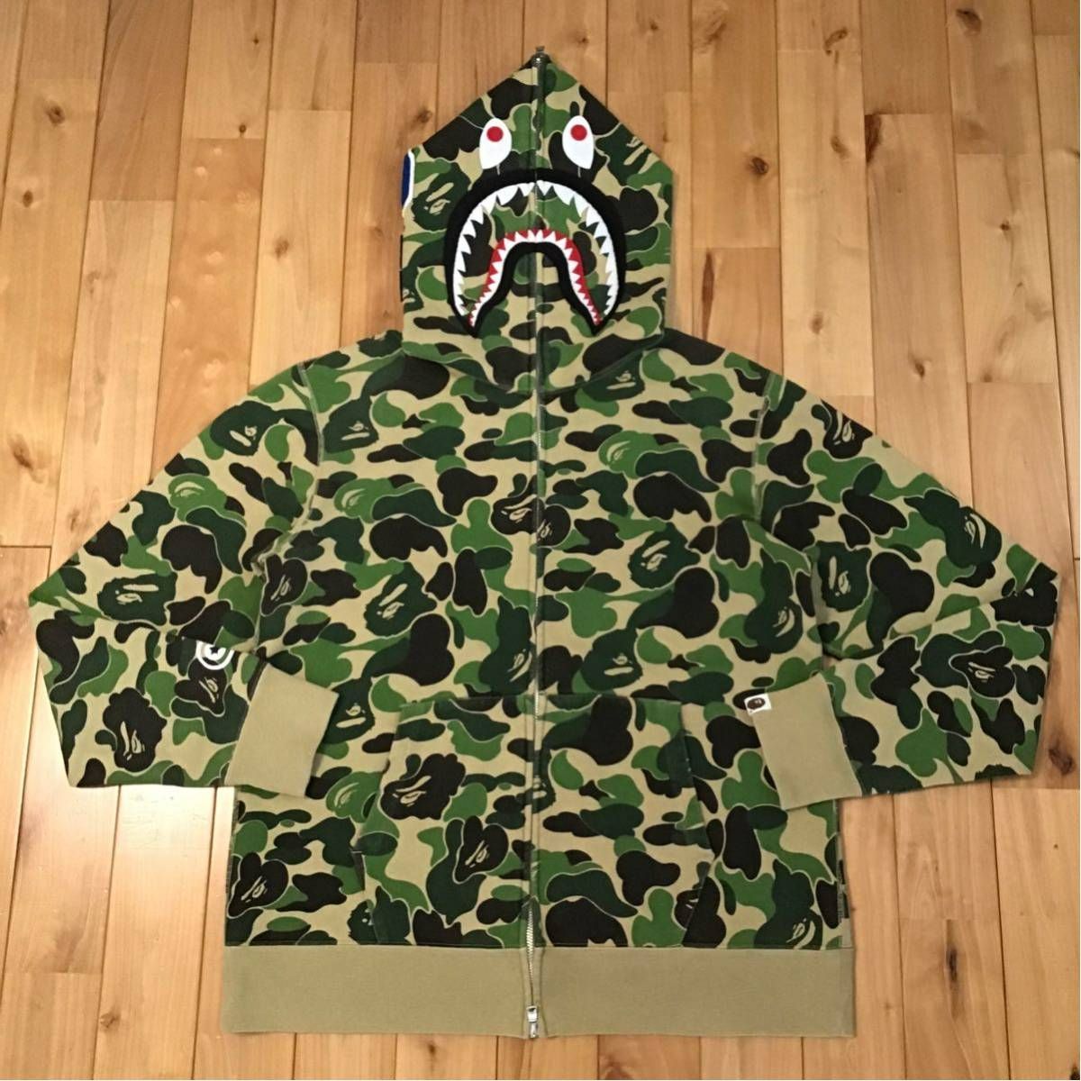 ☆XL☆ ABC camo green シャーク パーカー shark full zip hoodie a