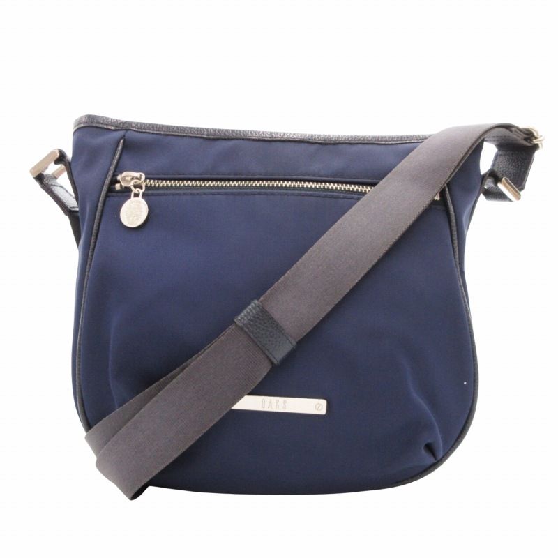 ダックス DAKS 美品 ショルダーバッグ ロゴ パッチ ナイロン 紺 ネイビー /HO 0207