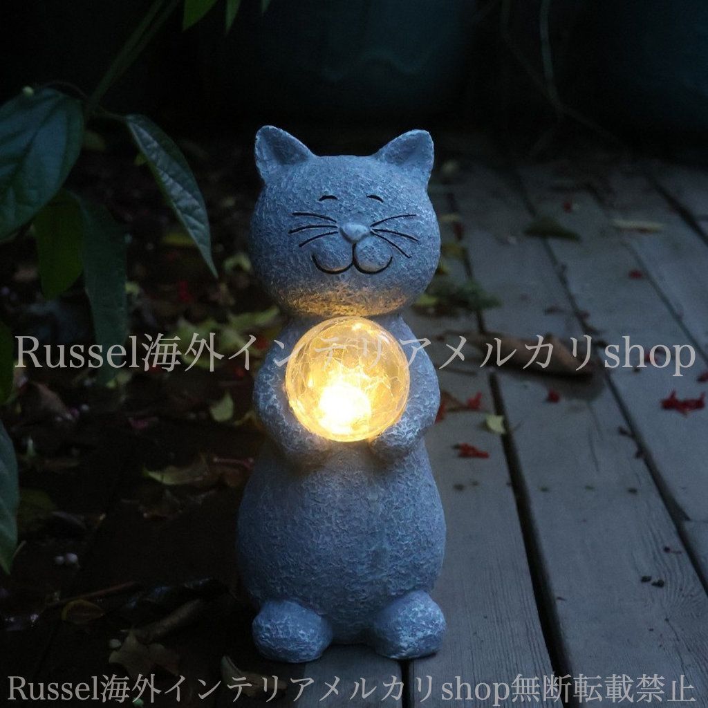ガーデンライト ねこ ソーラー 太陽光 キャット 樹脂 かわいい