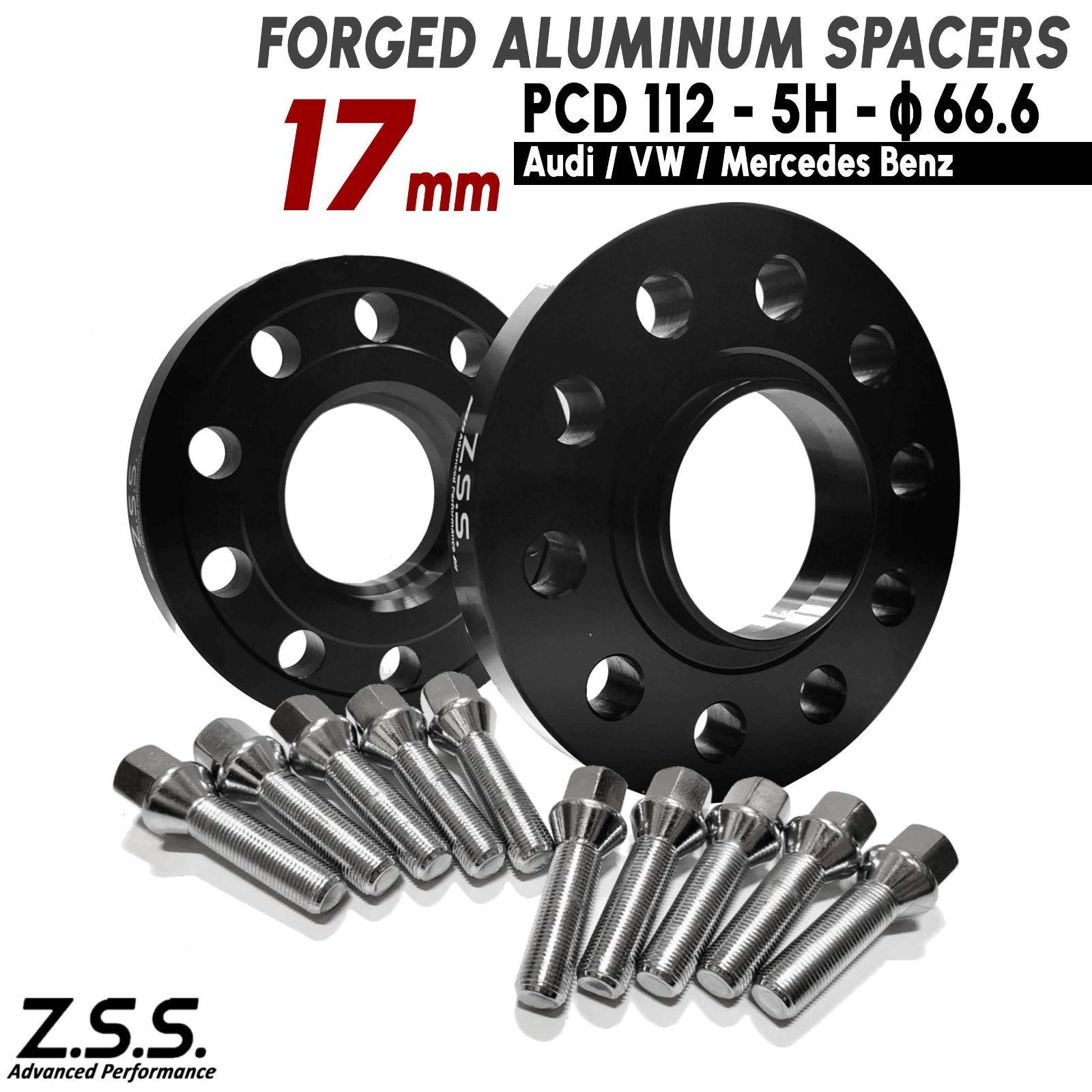 Z.S.S. AP メルセデスベンツ 社外ホイール用 Aクラス W177 W176 CLA ハッチバック A45 AMG スペーサー 17mm PCD112 5穴 66.6φ テーパーボルト付き