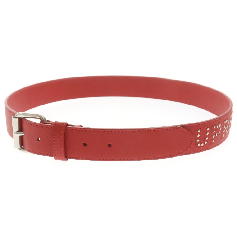 SUPREME (シュプリーム) 18SS Studded LOGO Belt スタッズロゴ レザーベルト レッド