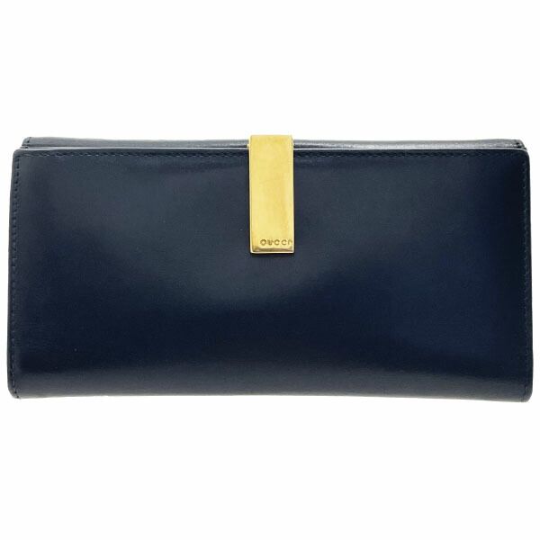 グッチ 長財布 ロゴクリップ Wホック長財布 レザー 革 ブラック 黒 035 2778 GUCCI 両開き長財布 二つ折り長財布 財布 ロングウォレット ウォレット サイフ