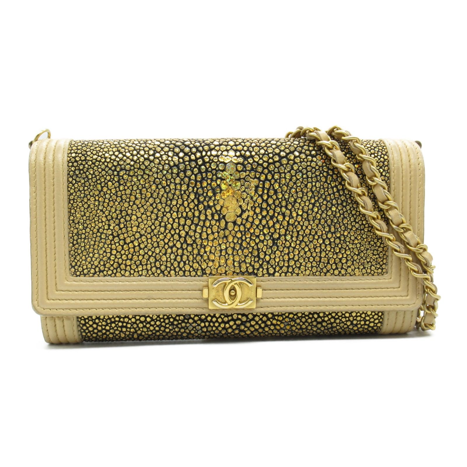 シャネル CHANEL 二つ折り長財布 ボーイシャネル チェーンウォレット  