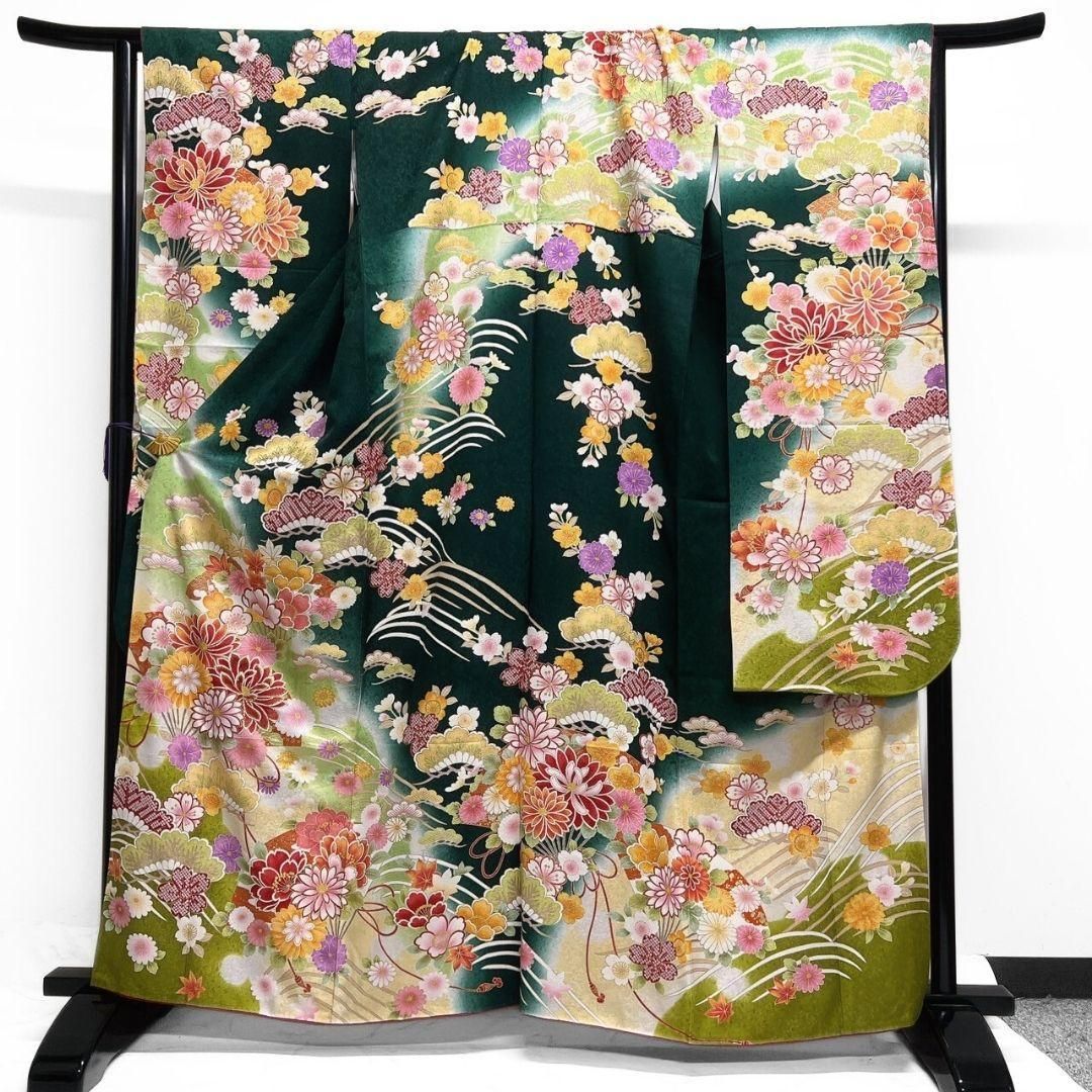 振袖 金駒刺繍 牡丹 鞠 枝垂れ桜 花模様 成人式 晴れの日 着物 045a p
