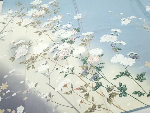 平和屋着物○訪問着 友禅 枝花文 暈し染め 正絹 逸品 CAAZ1132vf