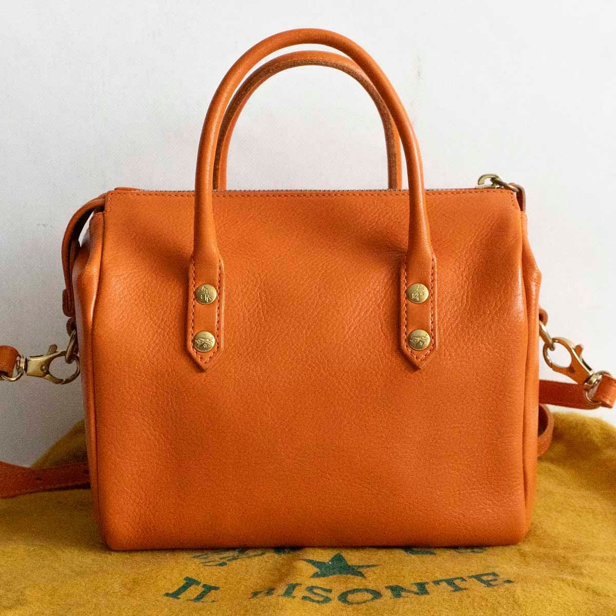 美品】 IL BISONTE 【ミニボストン 2WAY ショルダーバッグ 