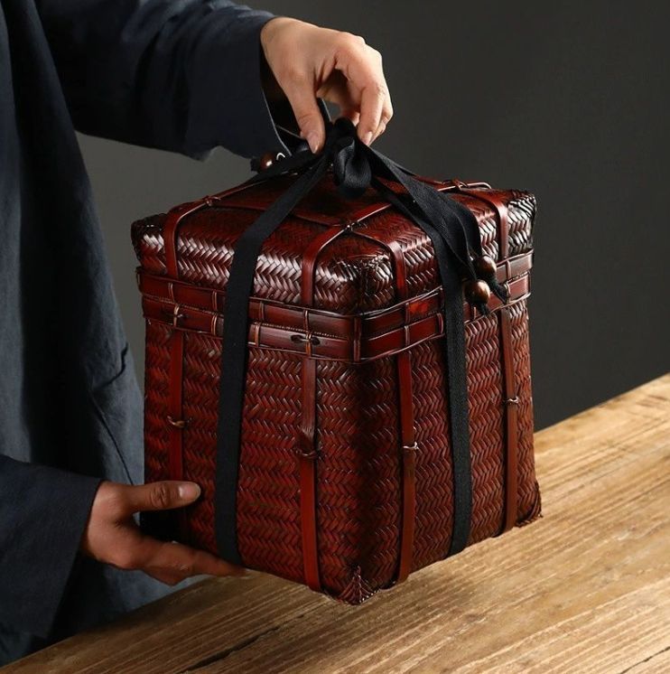 美品☆竹籃☆手作り☆収納ボックス☆茶道具☆竹の編/收納盒/工芸