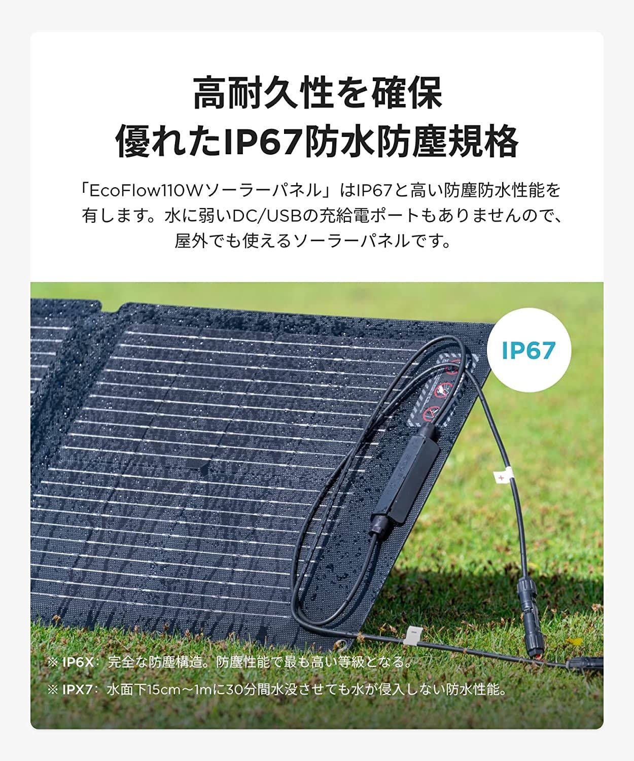 EF ECOFLOW ソーラーチャージャー 110W ソーラーパネル 単結晶 高変換効率 IP67防水防塵 折りたたみ式 薄型 暮らしGOODS  メルカリ