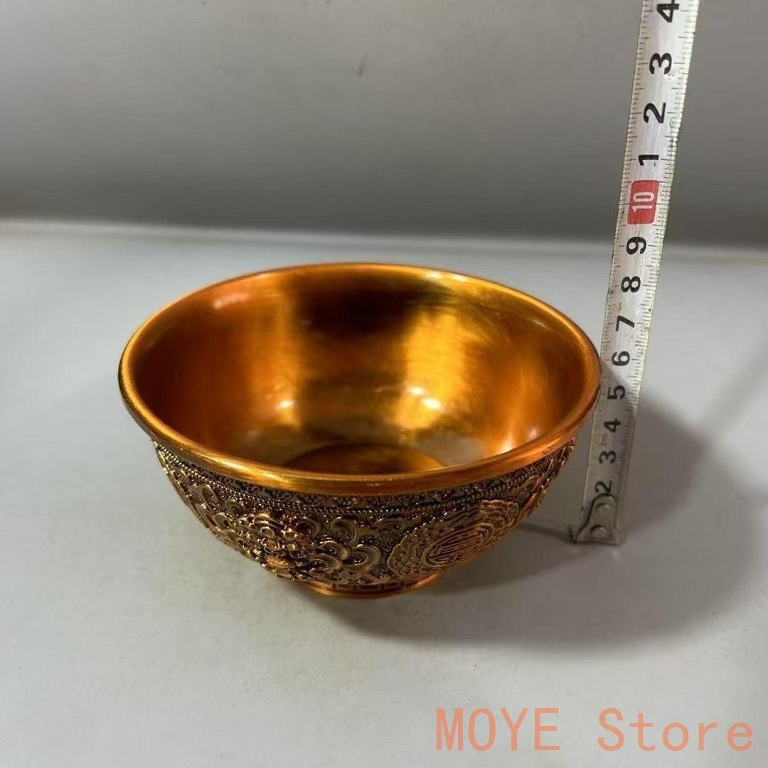 銅細工 仏字碗 百仏碗 装飾品 工芸品 美術品 置物 銅 細工 レリーフ金色福碗 茶碗 装飾品 工芸品 置物zw0829
