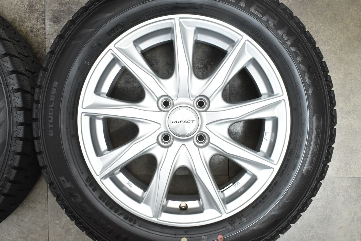 【バリ溝】15インチ 185/65R15 ヨコハマ2023年製 PCD100 2023年製 バリ溝 美品】DUFACT 15in 6J +45 PCD100 ダンロップ