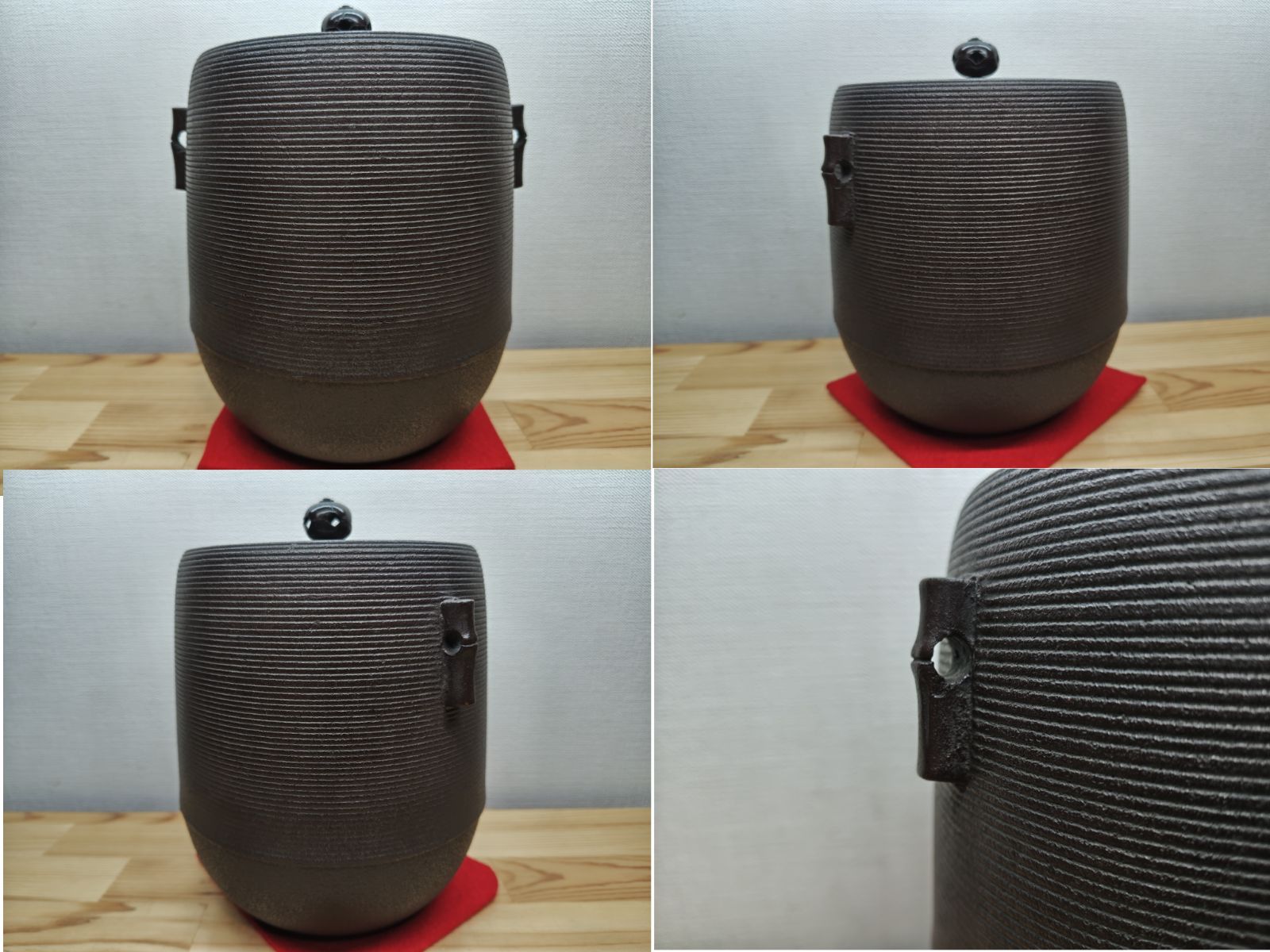 逢絢亭 茶道具 釜 風炉釜 筒釜 姥口釜 糸目模様 日展審査員 横倉嘉山 共箱入り