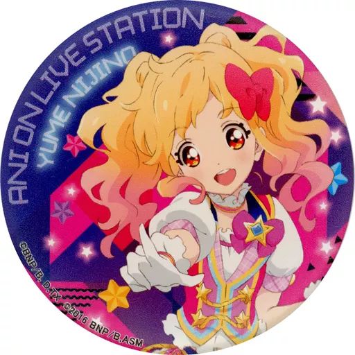 アイカツスターズ アニON マグバッジ　虹野ゆめ アイカツ 虹野ゆめ アニON マグネット付缶バッジ