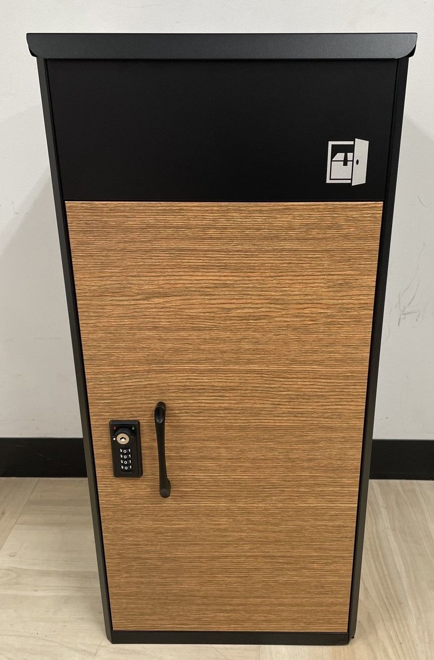 アウトレット 宅配ボックス ルスネコボックス 大容量 ブラック×横木目×シンプルロゴ T861