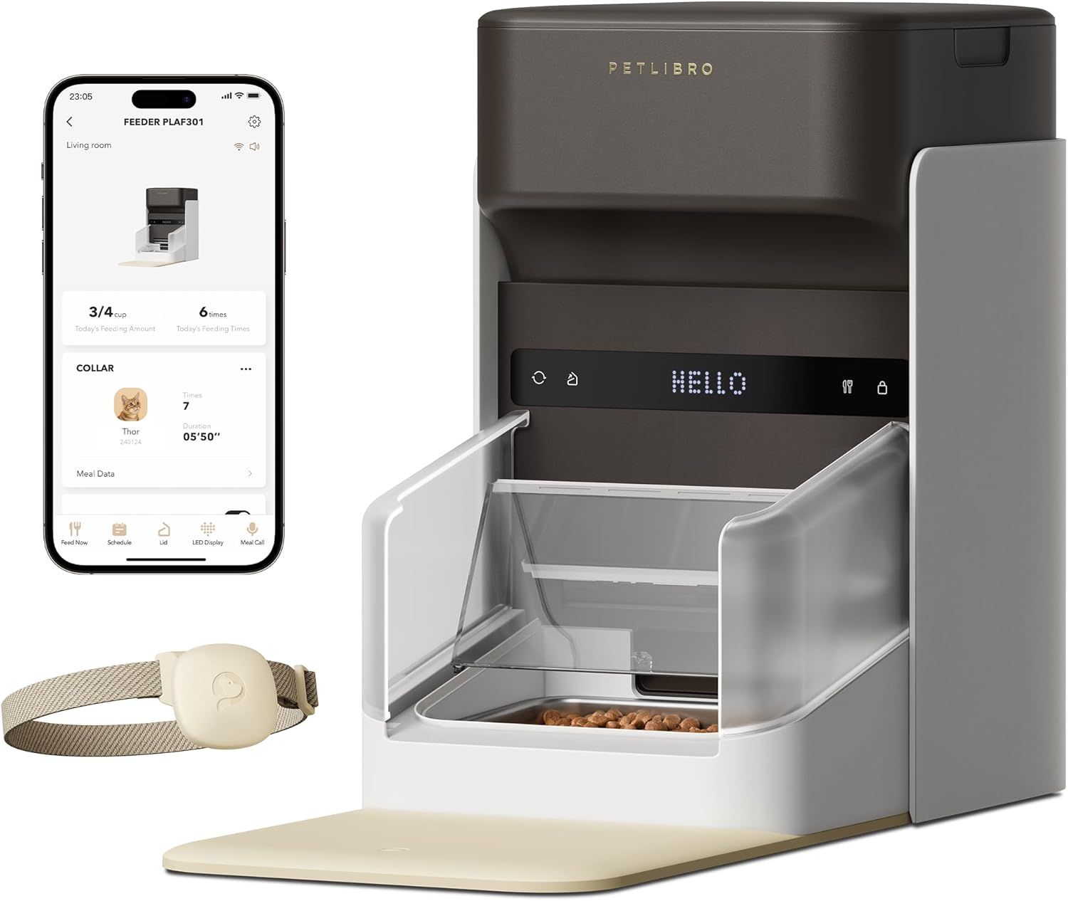 PETLIBRO 自動給餌器 自動えさやり器 餌やり器 食器 RFID ライト付き首輪タグ タグ識別と作動 個別管理 5G Wi-Fi対応 アプリ操作 横取り防止 1日食設定 猫用 3L