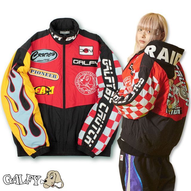 GALFY.ガルフィー⭐︎レーシングジャケット⭐︎最終値下げ中 ガルフィー 走り屋 レーシングジャケット黒赤色 刺繍 中型犬（L