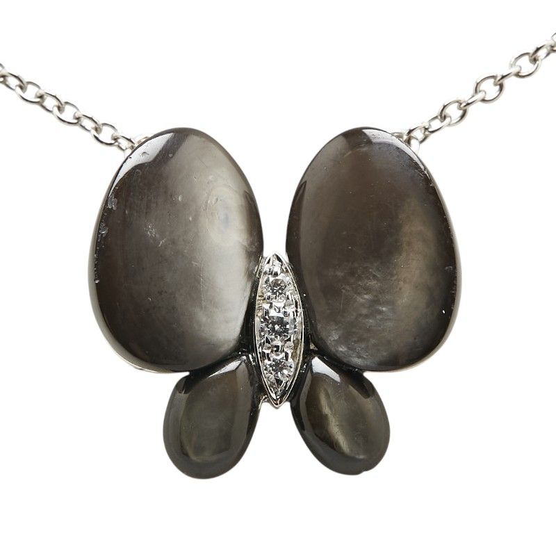 バタフライ 蝶 モチーフ ペンダントネックレス K18WG ホワイトゴールド  