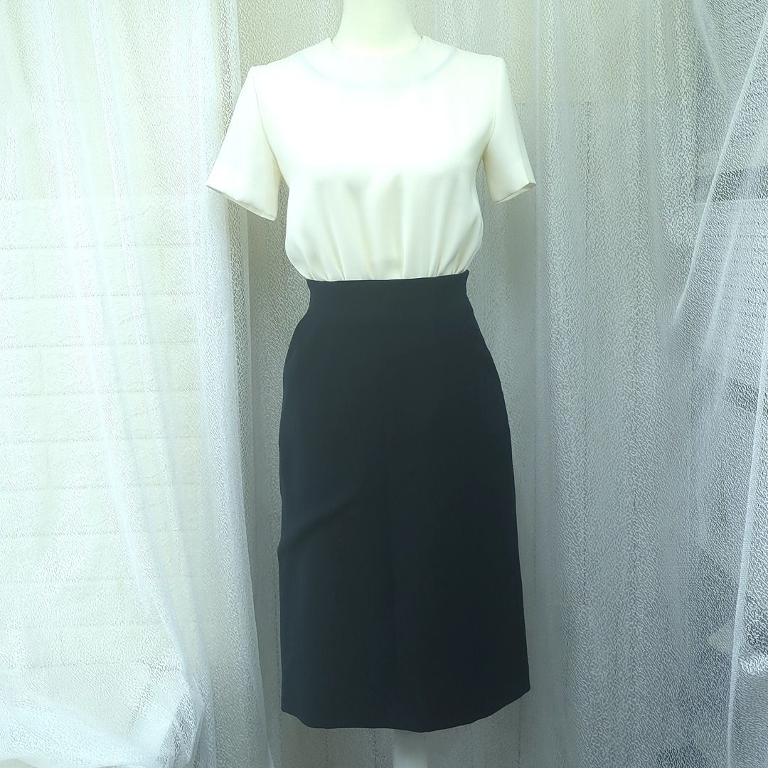 ヨーコチャン ワンピース ミディ丈 半袖 タイト ドッキング ハイ  