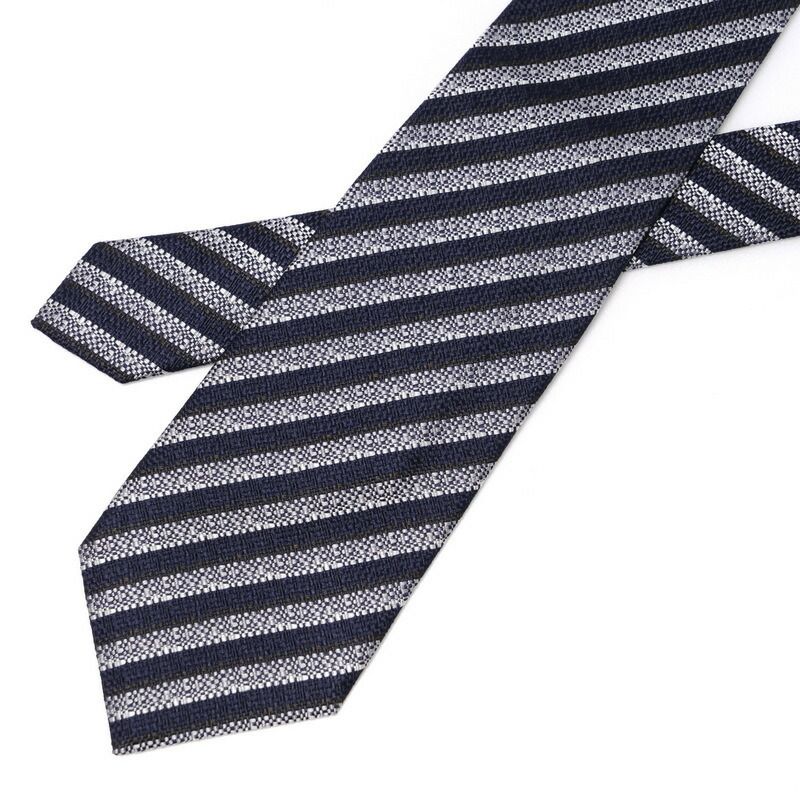 美品Ermenegildo Zegna Premium エルメネジルド ゼニア シルク ネクタイ ジャガードタイ レジメンタル 幅9cm ストライプ イタリア製 ブランド古着【中古】20230811/GN7125