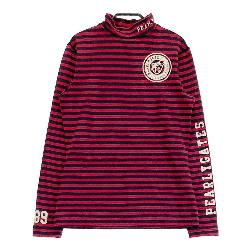 サイズ：2 PEARLY GATES パーリーゲイツ  ハイネック 長袖インナーTシャツ ボーダー柄 レッド系 [240101343284]# ゴルフウェア レディース ストスト