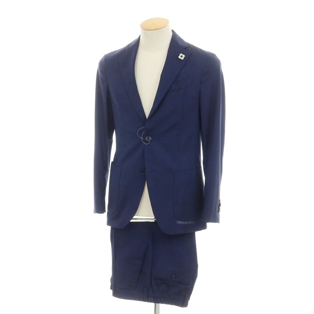 ラルディーニ LARDINI easy wear ストレッチウール 3つボタンスーツ ネイビー サイズ42 メンズ