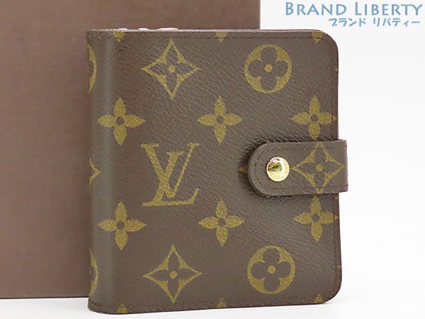 ルイヴィトン LOUIS VUITTON モノグラム コンパクトジップ ファスナー付 二つ折り財布 ダークブラウン M61667