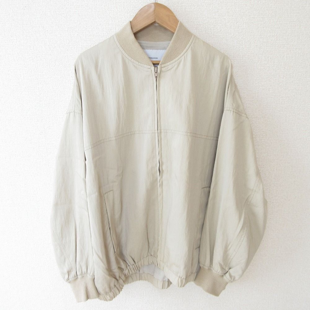 FRAMeWORK - 美品 22SS FRAMeWORK フレームワーク レーヨンナイロンMA-1 ブルゾン ジャケット 22011220300010 38 ベージュ レディース 古着 中古 USED 美品 22SS FRAMeWORK フレームワーク レーヨンナイロンMA-1