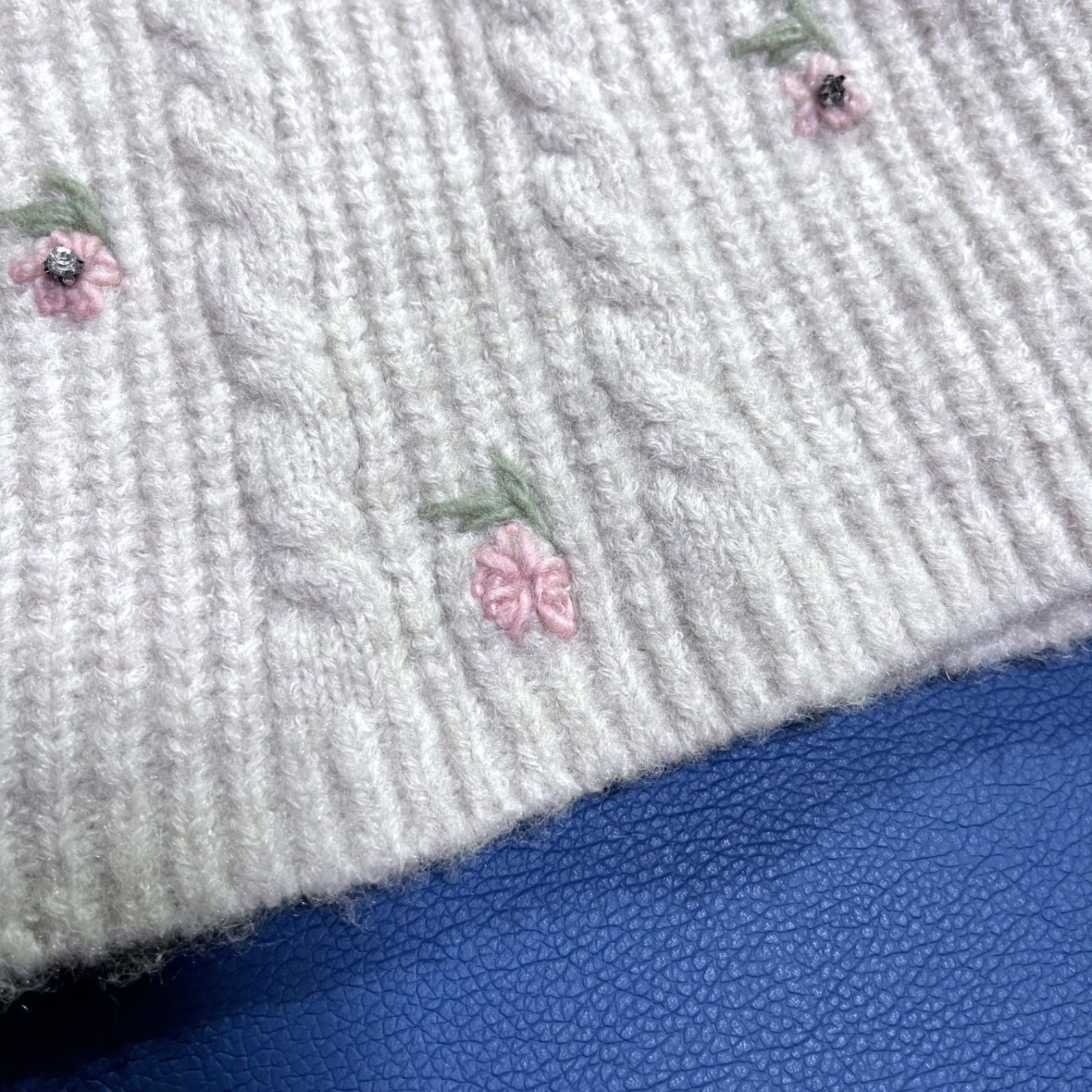 cj19 Tach clothing 花柄 刺繍 ラインストーン ニット カーディガン