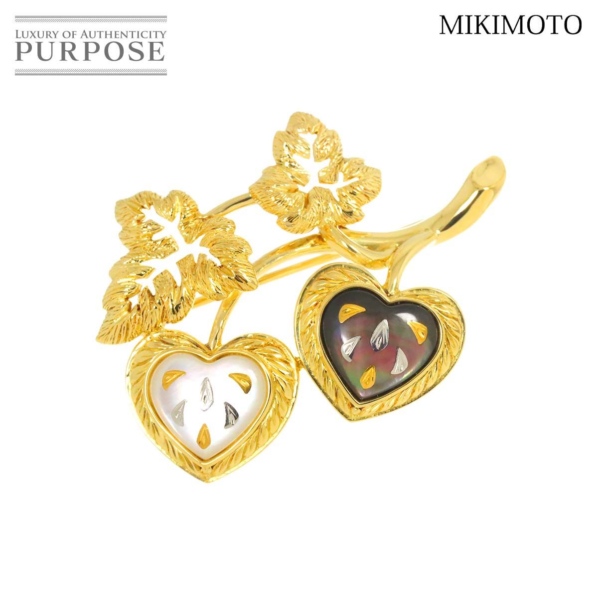ミキモト MIKIMOTO ピクウェ シェル ブローチ K18 YG WG イエローゴールド 750 Brooch 90276075