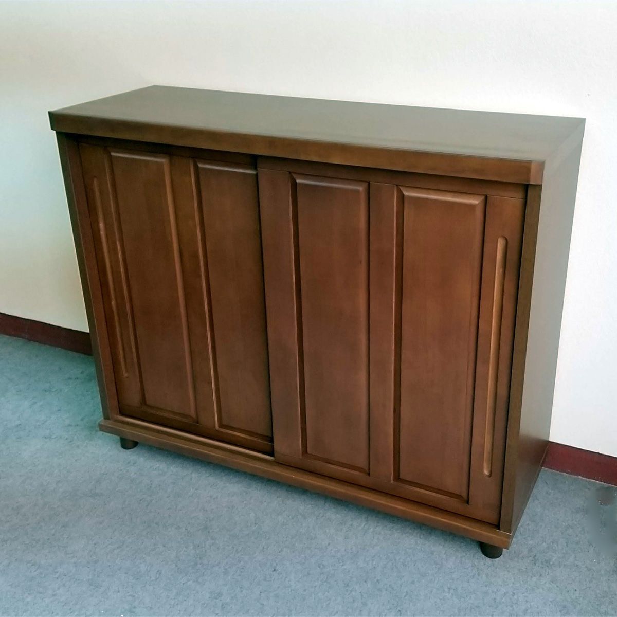 下駄箱 横型 引戸扉 幅120cm 日本製 シューズボックス ブラウン 天然木