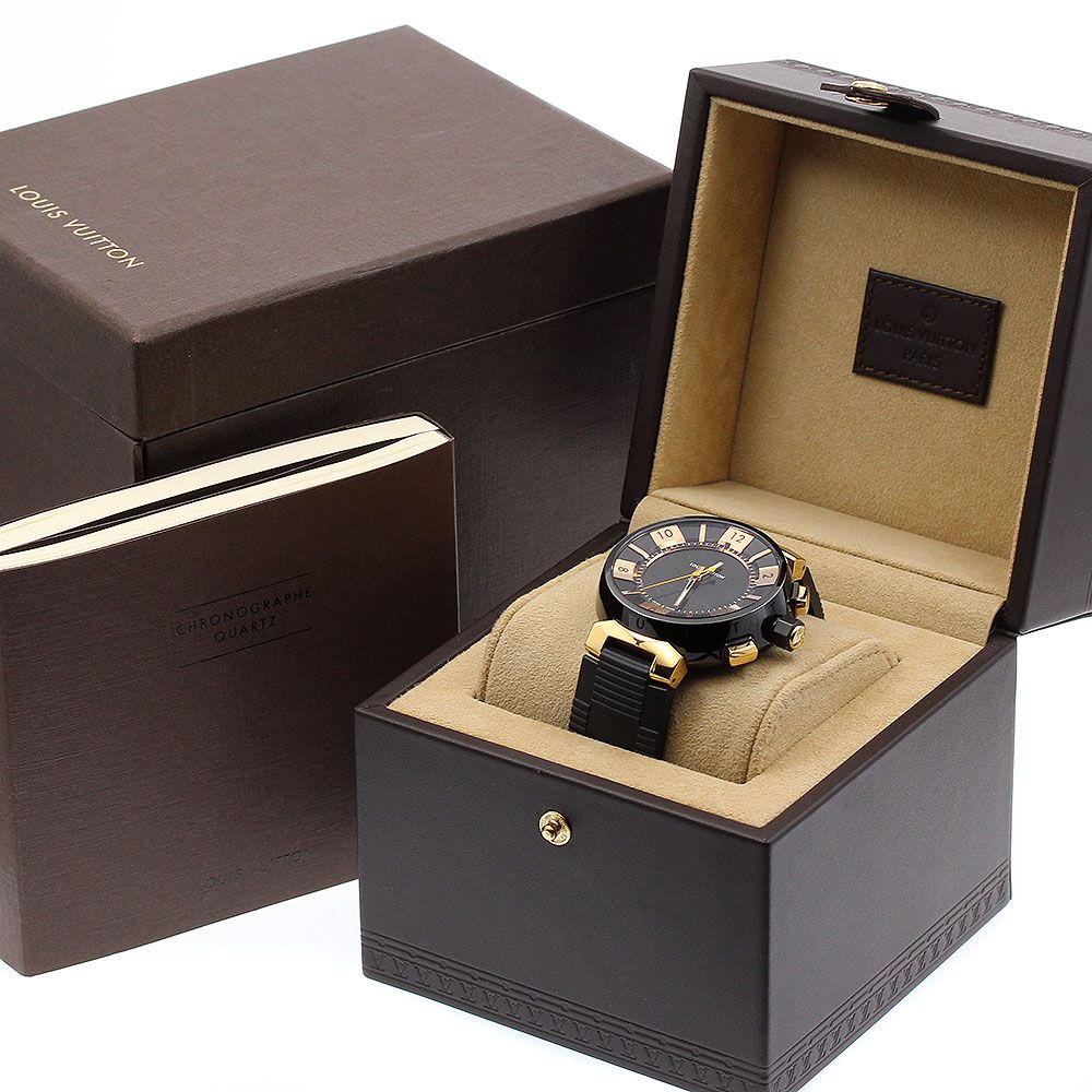 ルイ ヴィトン LOUIS VUITTON Q118N タンブールインブラック クォーツ メンズ箱 保証書付き_909876