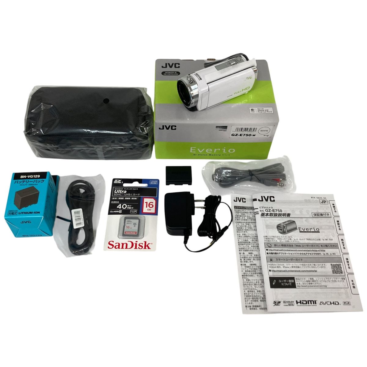 未使用 JVC GZ-E750-W 2015年製 デジタル ビデオ カメラ