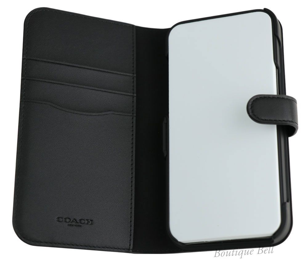 COACH】コーチ シグネチャー iPhone14ProMax 手帳型ケース チャコール