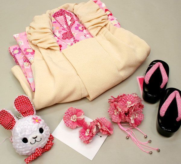 七五三 3才 3歳 三才 三歳 女児 女の子 被布 着物フルセット ピンク 祝着 JAPAN STYLE お仕立て無料 NO240708