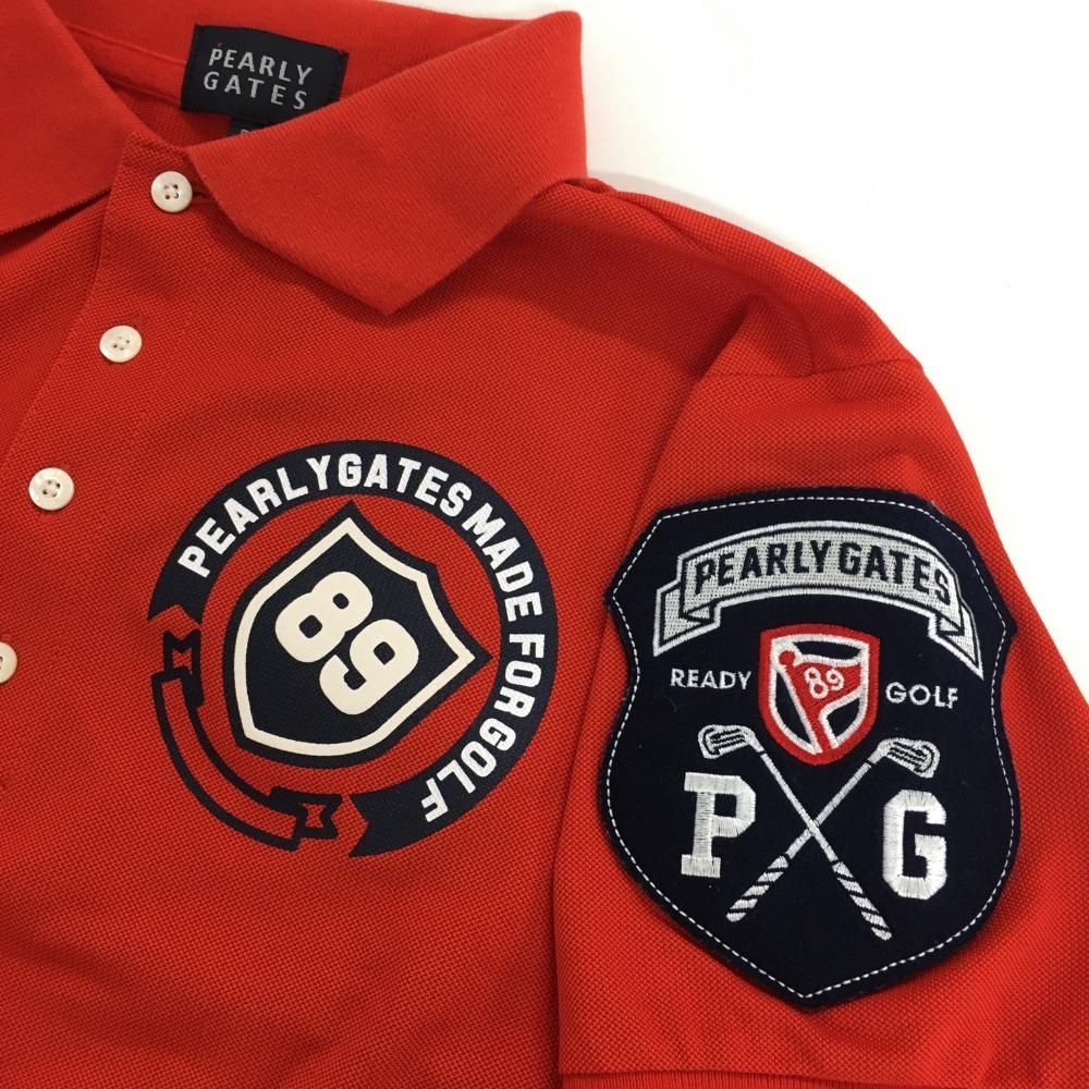 美品✨パーリーゲイツ 半袖ポロシャツ ワッペン 刺繍 ロゴ ネイビー 5(L) 美品✨パーリーゲイツ 半袖ポロシャツ ワッペン 刺繍 ロゴ ネイビー 5