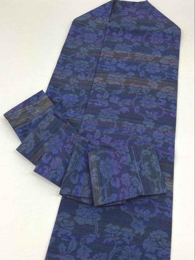 結城紬 全通 九寸名古屋帯 ♥品 正絹 Q1155