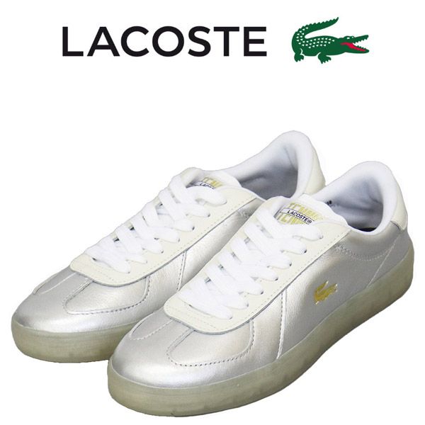 LACOSTE (ラコステ) WMS 50SFA0031 BASESHOT PRO 225 1 SFA ベストショットプロ レディース レザースニーカー AAB SLVxOFF WHT LC396 UK6.5-約25.5cm