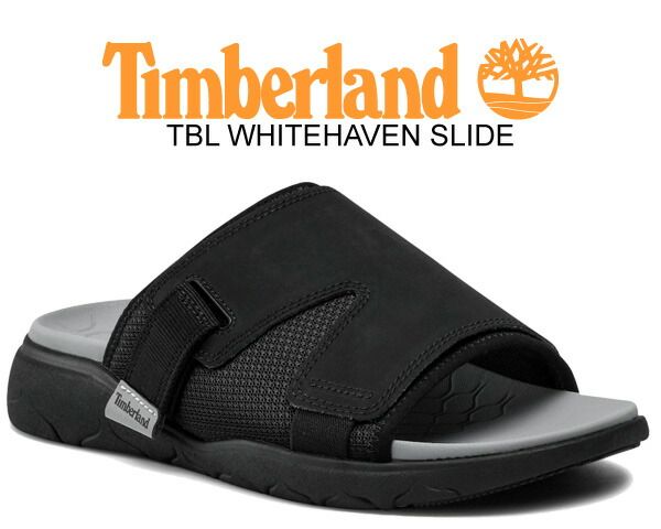 ティンバーランド TBL ホワイトヘブン スライド Timberland TBL WHITEHAVEN SLIDE BLACK LEATHER TB0A2AE6015 コンフォートサンダル メンズ a2ae6 ブラック