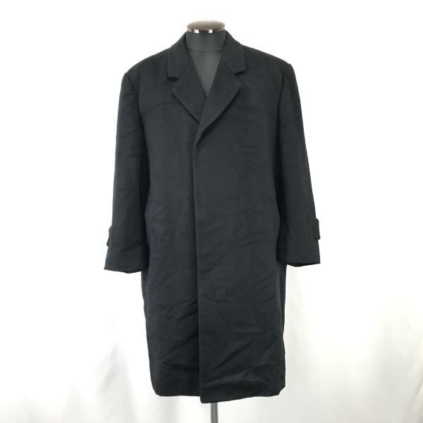 Made In Great Britain|英国製 WOOLEXPO|CASHALUX|カシミヤ100％|ロングコート Mens size -L-XL相当|黒|black Jackets|Jumpers◆zBH324<sale>