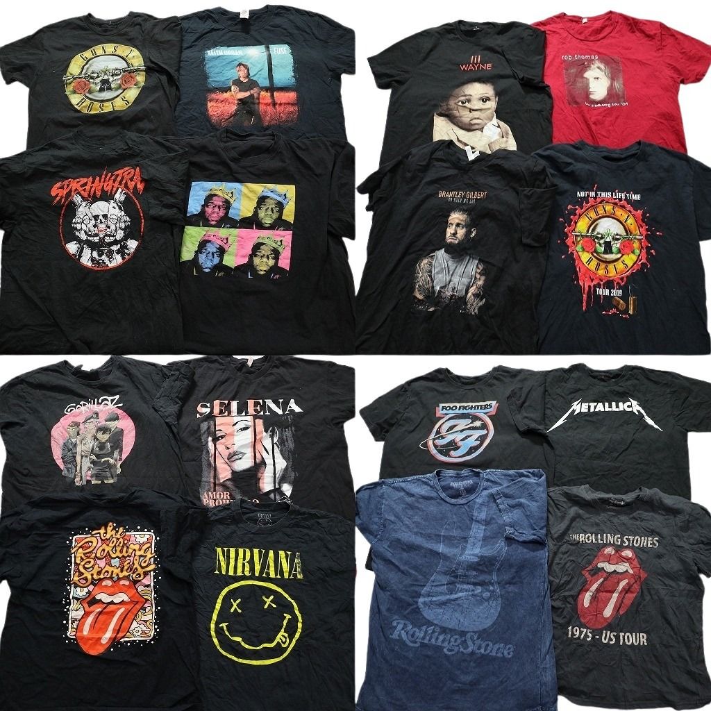 古着卸 まとめ売り 音楽・バンド 半袖Tシャツ 16枚セット (メンズ XL ) ノトーリアス ローリングストーンズ セレーナ  中古 古着 MY8467