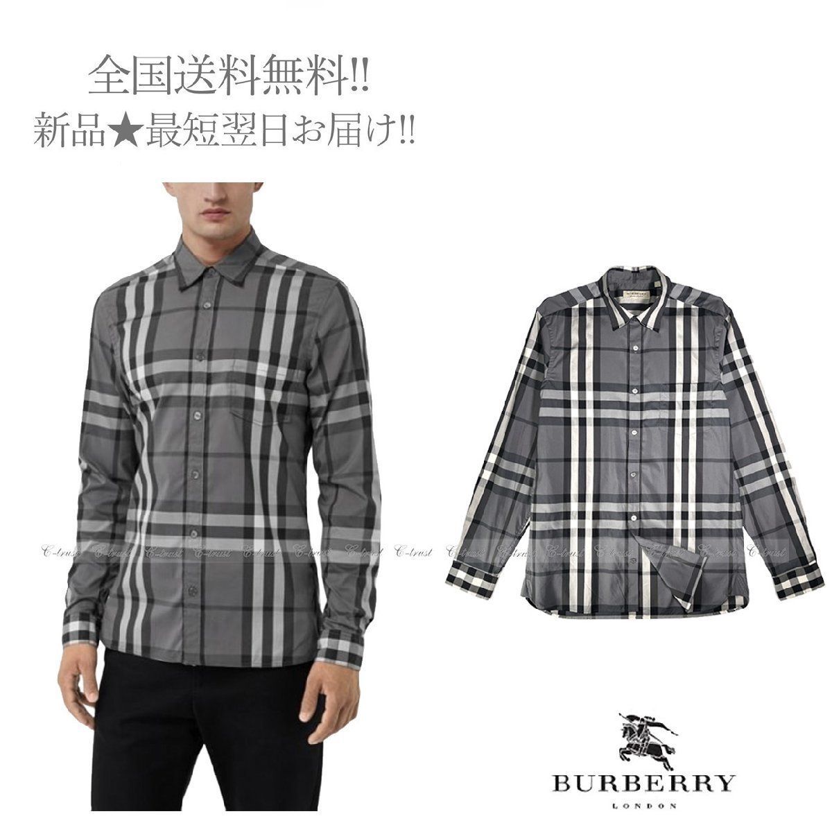 BURBERRY バーバリー チェック シャツ クラシック Nelson 長袖 グレー基調 ☆ M J722(M).. - メルカリ